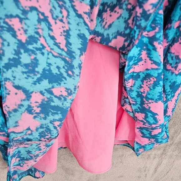 Izzy & Lola Marieta Dress M Blue Pink Tie Front Strappy Lined Boho Colorful New - Picture 6 of 14